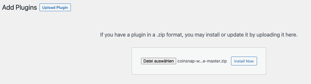 Add Coinsnap Woocommerce plugin