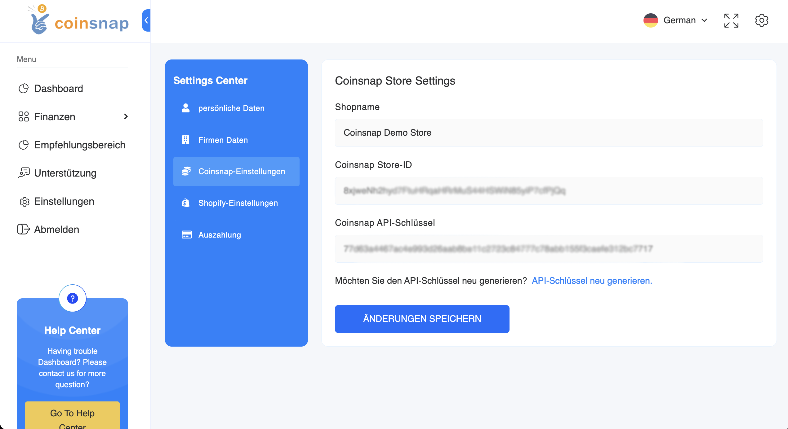 coinsnap-storesettings